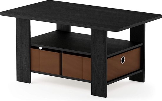 Andrey salontafel met 2 planken, hout, Americano/middenbruin, 48 x 80 x 39,62 cm