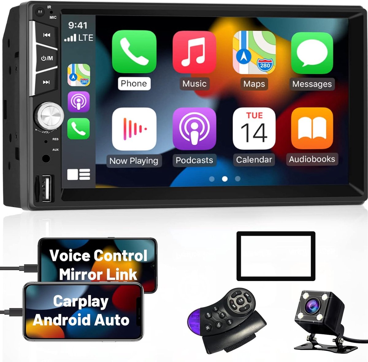 Hikity Dubbele DIN Autoradio met Apple CarPlay en Android Auto - Veilige en Handige Autorit