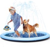 Waterspeelgoed voor kinderen, outdoor spellen, 170 cm watersproeier voor kinderen, splash pad, tuinspeelgoed voor kinderen, sprinkler en hondenzwembad met antislipfunctie (blauw-170 cm)