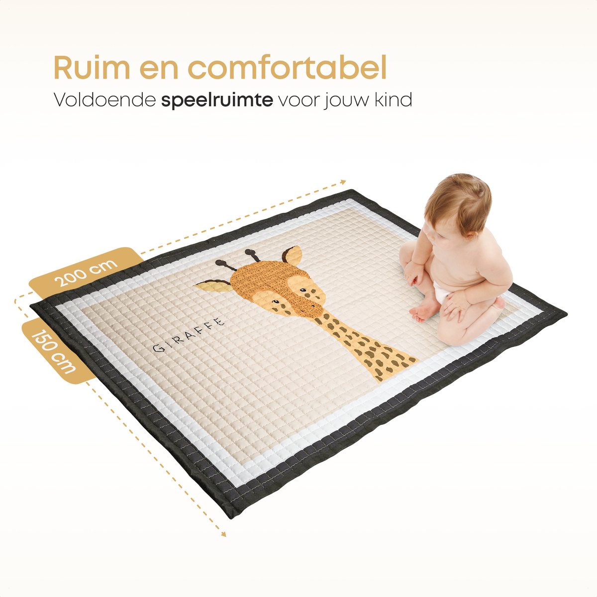 Zillie babystore Babygym Speelkleed Baby Speelmat Speelkleed Antislip Baby speelgoed Speelmat giraf inclusief opbergtas Kind XL 200x150cm