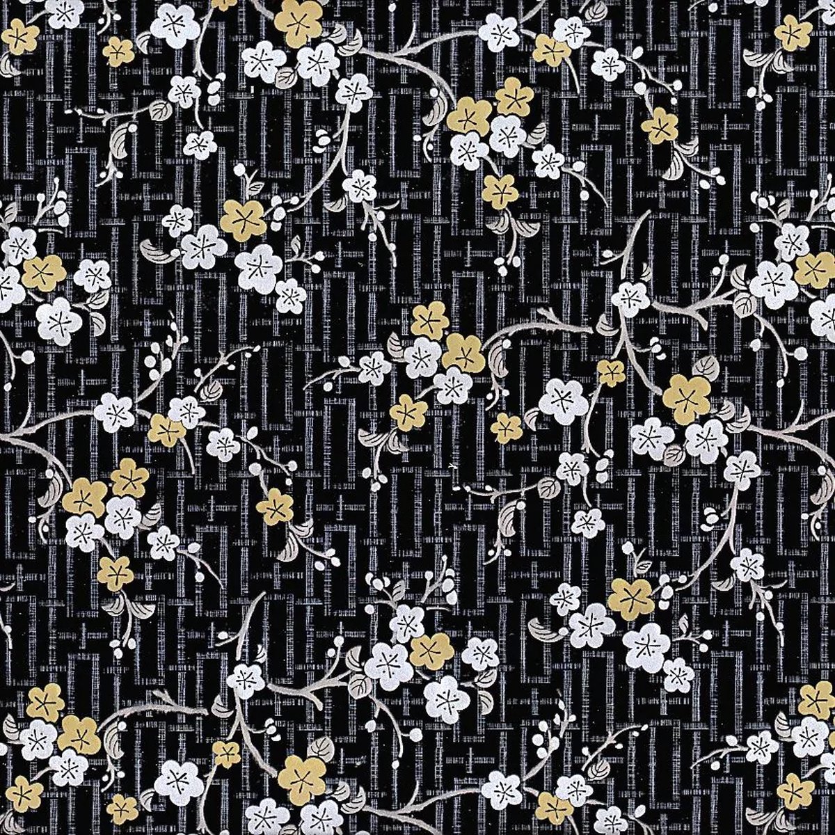Decoratie plakfolie Oriental Blossom zwart 45 cm x 2 meter zelfklevend - Decoratiefolie - Meubelfolie