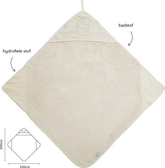 Voordeelset - The Original Baby Shower Glove met 2-in-1 Badcape en Hydrofiele Doek - Nifty - Baby Washandje - Lange washand - Badcape 100x100 - Washandje Baby - Biologisch Katoen - Vanille — afbeelding 5