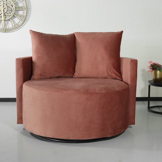 Fauteuil loveseat velvet oud roze draaibare fauteuil