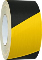 Markeringstape textiel - geel zwart - 25 meter breedte 50 mm linkswijzend