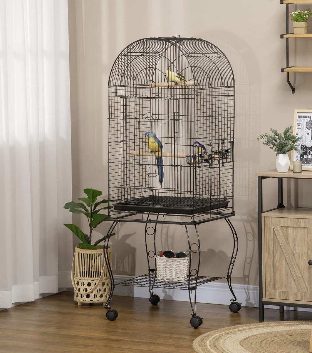 Vogelkooi - Parkietenkooi - zwart - 51 x 51 x 153 cm - Papegaaienkooi - Voor Binnen