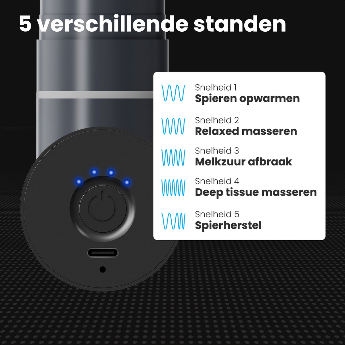 Auronic Massage Gun voor Spierherstel en Ontspanning - Incl. Koffer en 4 Opzetstukken - Professioneel Massage Pistool - Mini Massage Gun - Massage Apparaat voor Rug, Nek en Schouders - Fitness - Grijs — cadeau in Sport & Outdoor - foto 4