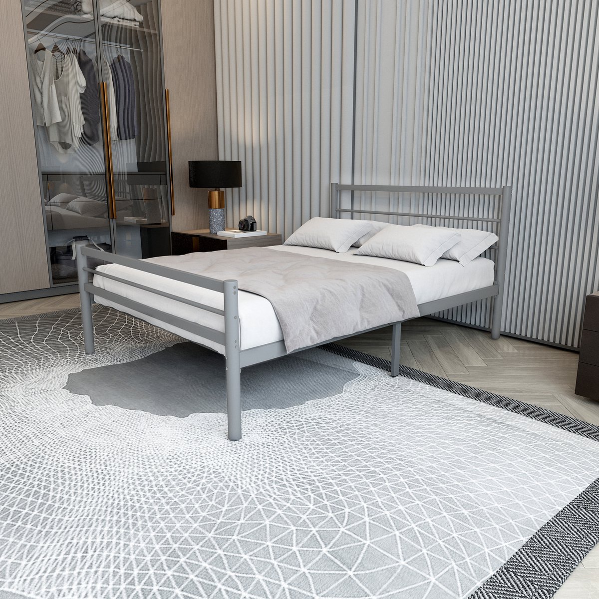 AirSleeperz® heavy duty metalen bedframe Sara - Kleur grijs - Afmeting 140x200 cm - Voor 2 personen - Draagkracht 600 kg