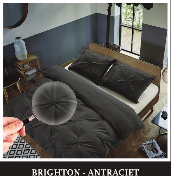 Hotel Home Collection - Dekbedovertrek - Brighton - 200x200/220 +2*60x70 cm - Antraciet