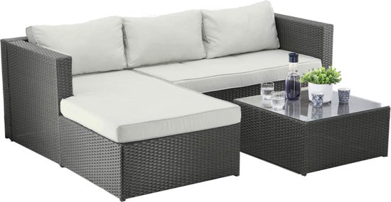 Foto: Tuin meubel loungeset hoekbank grijs hoeksalon voor in de tuin lounge set tuin balkon