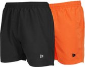 2-Pack Donnay Sport/Zwemshort Toon - Sportbroek - Heren - Black/Apricot Orange (611) - maat XXL