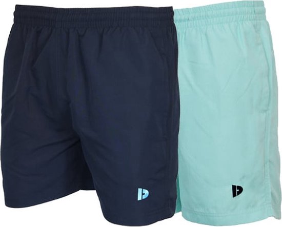 2-Pack Donnay Sport/ Short de bain Toon - Pantalon de sport - Homme - Marine/Bleu Aruba (617) - taille XXL
