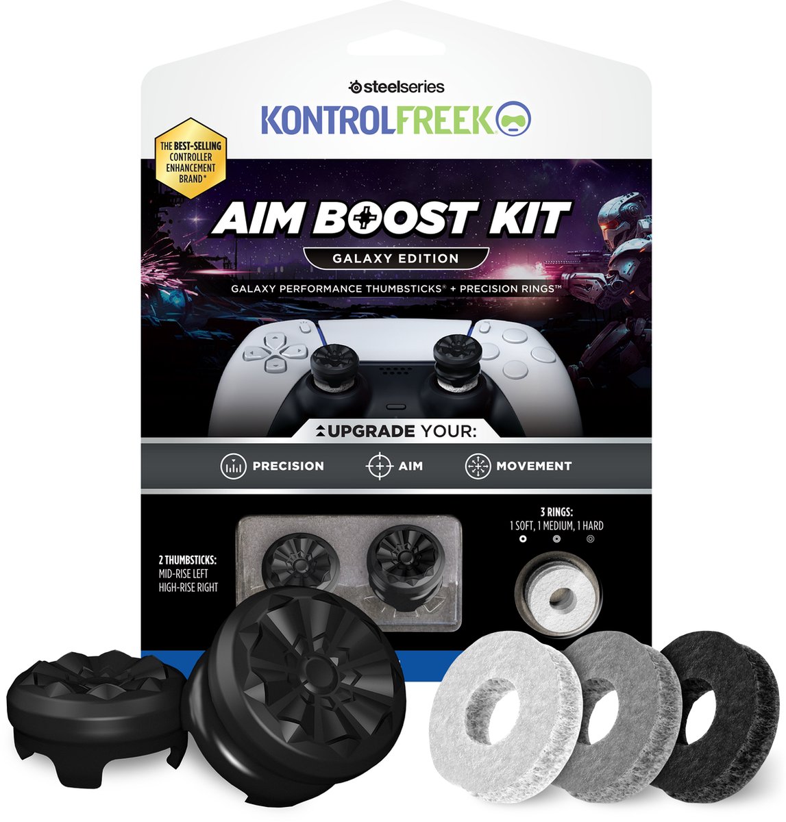 KontrolFreek Galaxy AimBoost Thumbsticks + Precision Rings Zwart PS5/PS4