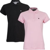 2-Pack Donnay Polo Pique Lisa - Poloshirt - Dames - Maat S - Black/Shadow pink (621)