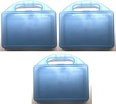 3 Bewaar koffertjes - Blauw - Formaat: 24,5 x 22 x 5,5cm - 3 Stuks