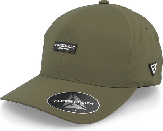 Hatstore- Padel Headwear White Rubber Olive Delta Flexfit - Padelville Cap