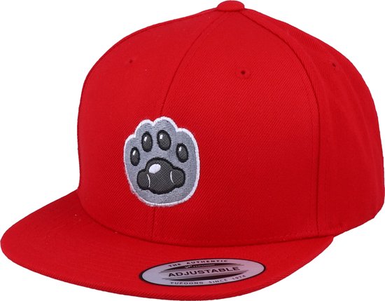 Hatstore- Kids Cat Paw Applique Red Snapback - Kiddo Cap Cap