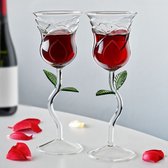 MikaMax Roos Wijnglas Set - Uniek Design - Luxe Wijnglazen - Set van 2 - In luxe cadeauverpakking - Wijn Cadeau - Wijnset