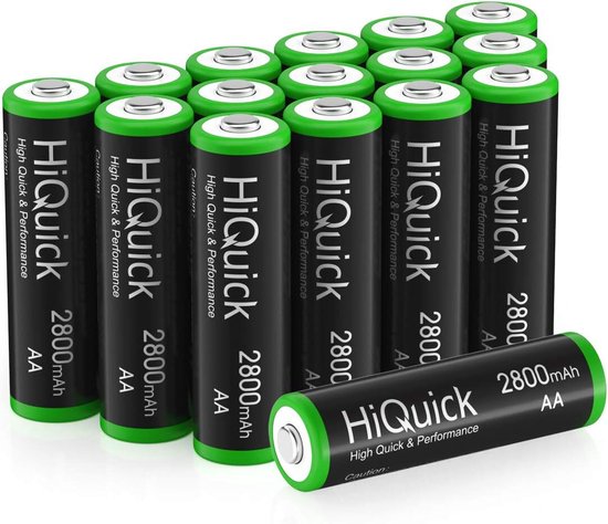 HiQuick 16x Oplaadbare AA Batterijen 2800 mAh 1.2V - Duurzame Ni-MH AA Batterijen