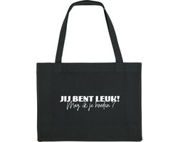 foto van Jij bent leuk mag ik je houden? Shopping Bag - shopping bag - shopping tas - tas - boodschappentas - cadeau - zwart - grappige tekst - bedrukt