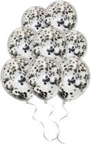 LUQ - Luxe Zwarte Confetti Helium Ballonnen - 25 stuks - Verjaardag Versiering - Decoratie - Latex Confetti Ballon Zwart