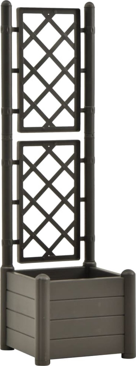 Plantenbak met klimrek - Bloembak - Weerbestendig - Met trellis - Buiten - Polypropeen - Plantenrek - 30Liter - Antraciet