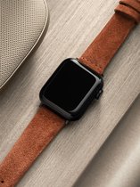 Apple Watch Leren Horlogeband - Brown Suede Cognac - 42mm, 44mm, 45mm