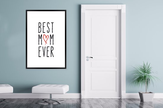 Photo encadrée - Citation de la fête des mères `` meilleure maman jamais '' sur fond blanc cadre photo 80x120 cm - Affiche encadrée (Décoration murale salon / chambre)