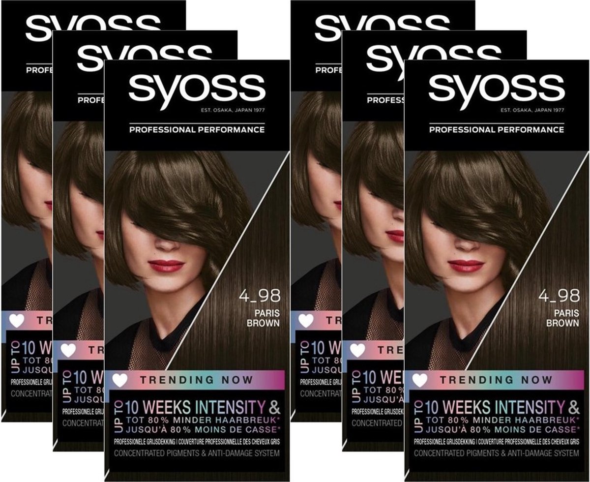 SYOSS Color baseline 4-98 Paris Brown - 1 stuk - Voordeelverpakking 6 stuks