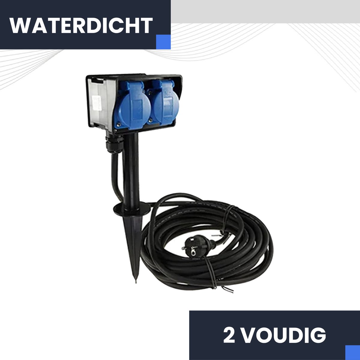 Bol.com Buitenstopcontact 2 voudig IP44 Incl. 10 meter lange kabel aanbieding