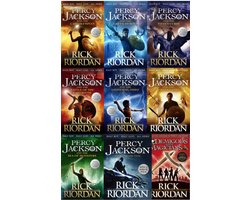 Omslag van Percy Jackson Collection 9 Books Set by Rick Riordan - Demigods and Magicians, Greek Gods