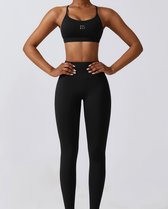 June Spring - Sport Legging - Maat M/Medium - Kleur: Zwart - SUMMER COLLECTION - Duurzaam materiaal - Vocht afvoerend - Flexibel - Comfortabel - Sportlegging voor vrouwen