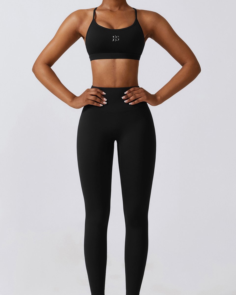 Maat: S - Kleur: Zwart - Legging met Butt Scrunch -June Spring Sportlegging -- High Waist / Hoge Taille - Lifting Legging - Vocht Afvoerend & Hoge Kwaliteit - Sportlegging / Lange Legging - Comfortabel - Duurzaam - Scrunch Billen - Gym Legging