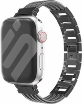 Strap-it Stalen 'armband' bandje - geschikt voor Apple Watch series 1/2/3/4/5/6/7/8/9/SE/Ultra - Uniek staal/metalen bandje voor iWatch maat : 42mm 44mm 45mm 49mm - zwart
