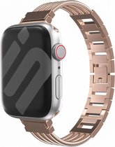 Strap-it Stalen 'armband' bandje - geschikt voor Apple Watch series 1/2/3/4/5/6/7/8/9/SE/Ultra - Uniek staal/metalen bandje voor iWatch maat : 42mm 44mm 45mm 49mm - rosé goud