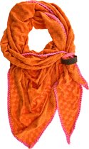 LOT83 Sjaal Marly - Vegan leren sluiting - Omslagdoek - Ronde sjaal - Oranje - 1 Size fits all