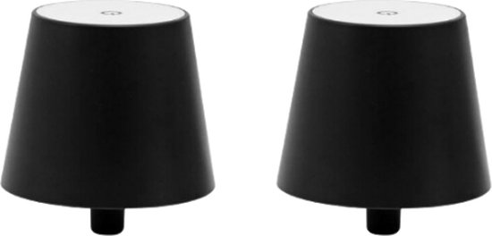 Lampe Bouteille - 2 Pièces - Lampe de Table - Zwart - Rechargeable USB-C - Blanc Chaud - Tactile Dimmable - LED