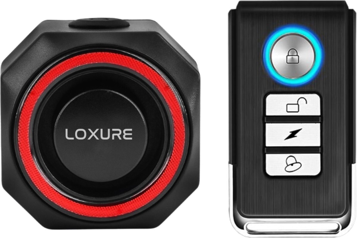 Loxure Fietsalarm+ Licht met Afstandsbediening en Bevestigingsset - 3D-sensor - 3 Geluidssterktes - Lichtflitsen - Waterdicht - USB-C oplaadbaar