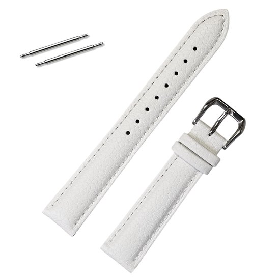 Fako® - Bracelet de montre - Cuir Véritable - Relief Lézard - 18mm - Wit