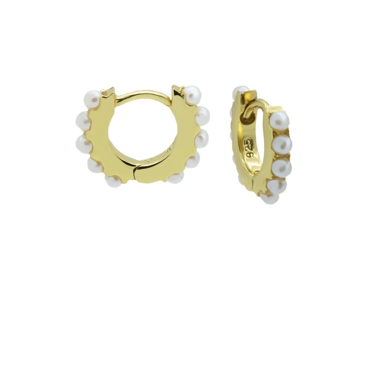 Karma Oorringen Hinged Hoops Pearly Pearls 10 mm Goud