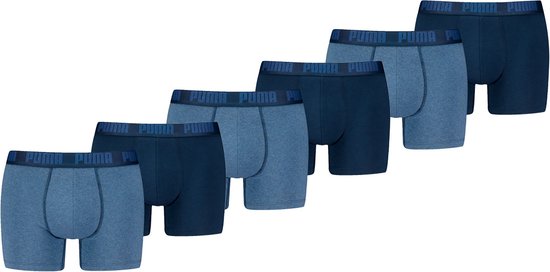 Puma Boxers Everyday Basic - 6 pack Boxers homme bleu foncé - Sous-vêtements homme - Denim - Taille L