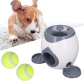 Automatische ballenwerper voor honden - Hondenspeelgoed - 2 ballen gratis - Met 2 voerbakken - Grijs