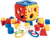 Baby Shape Sorteer Speelgoed | Speelkubus met 18 sorteerblokken en bijtring, Kubus opnieuw bouwen, herbruikbaar, Lerend speelgoed gemaakt in de EU - rood, blauw en geel