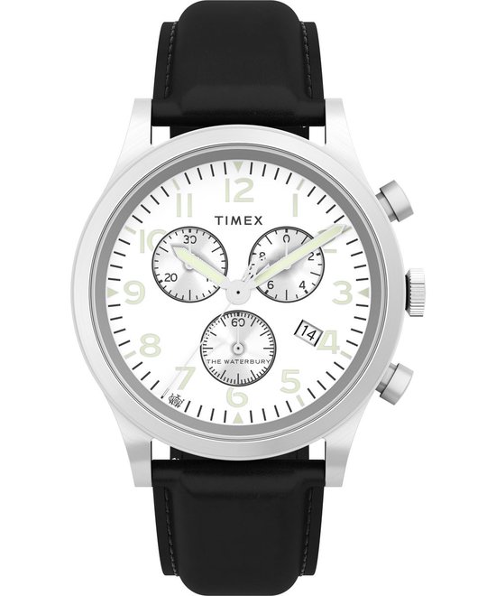 Timex Traditional TW2W48100 Horloge - Leer - Zwart - Ø 42 mm