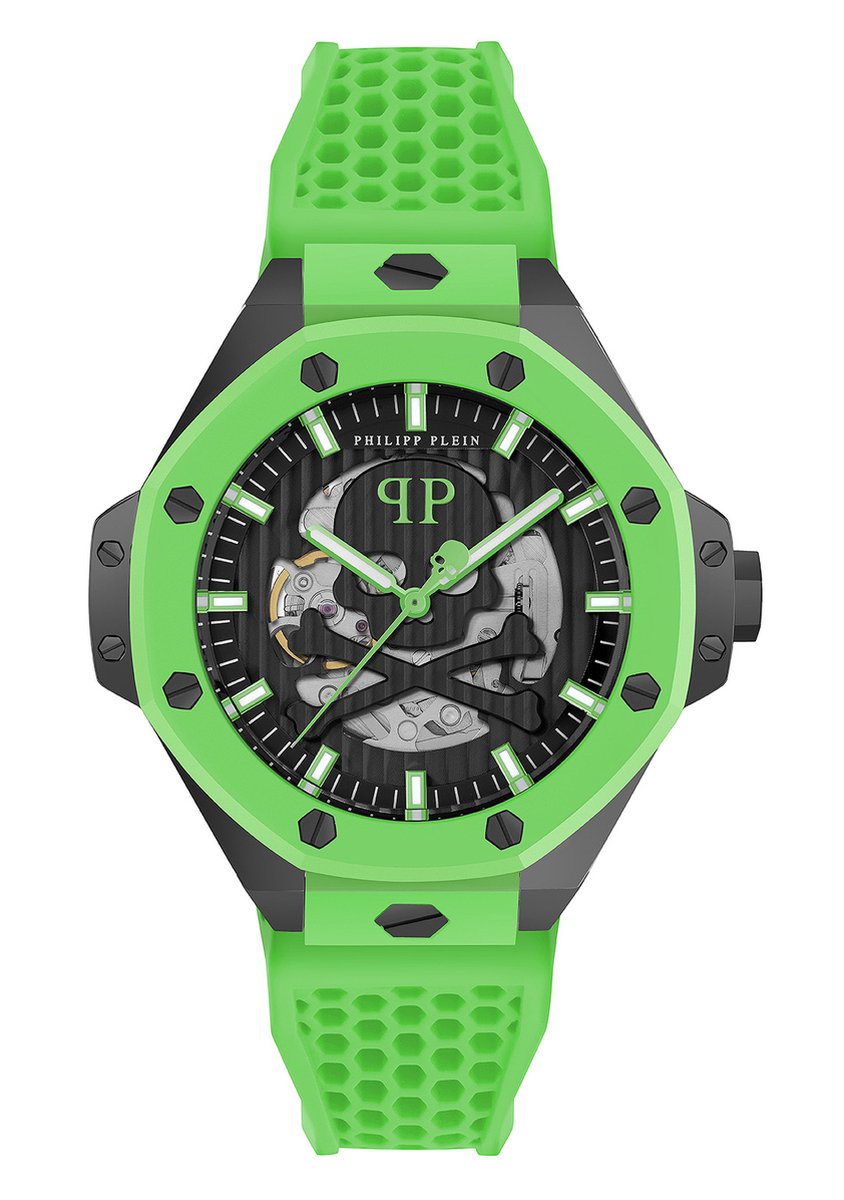 Philipp Plein Plein $Keleton Royal PWPFA0624 Horloge - Siliconen - Groen - Ø 46 mm
