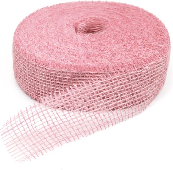 Jute Cadeaulint Cadeauband 5cm Roze- Breedte 5cm - 40m lang