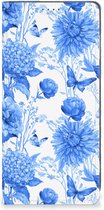 Smart Cover voor Motorola Moto G24 | G04 | G24 Power Flowers Blue