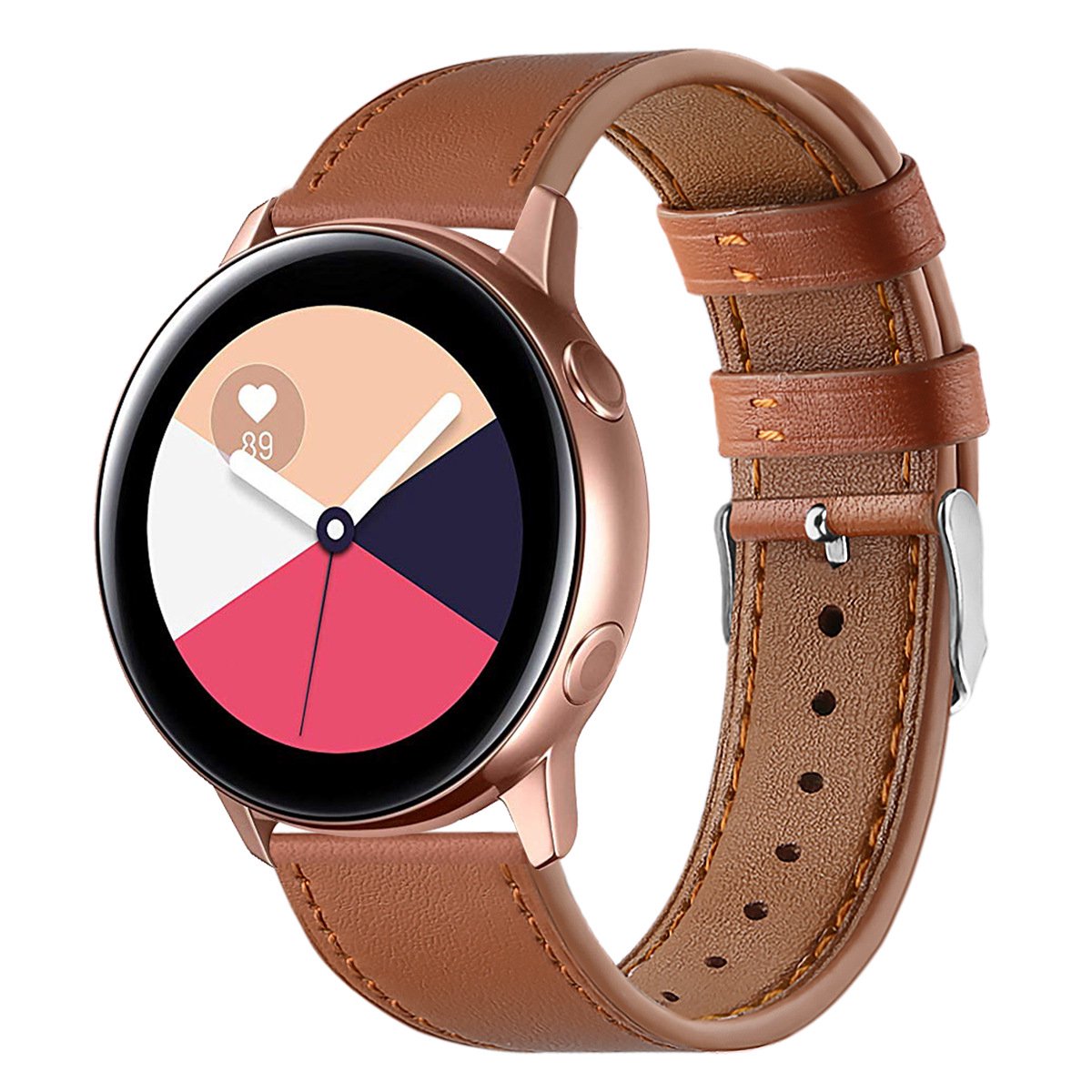 Horlogebandjes - Voor Samsung Galaxy Watch Active smartwatch - Eerste laag rundleer - Ronde staart - Echt lederen horlogeband