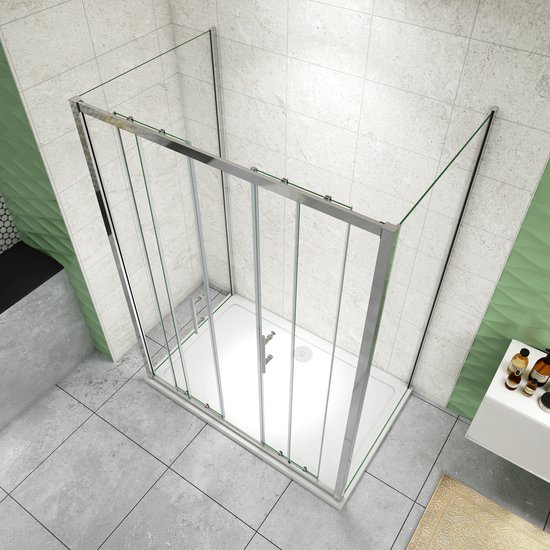 Melko® Doucheafscheiding, badkuip-opzetstuk van 5 mm ESG-veiligheidsglas, opvouwbaar, 138,6 x 83,9 cm, helder glas, incl. accessoires