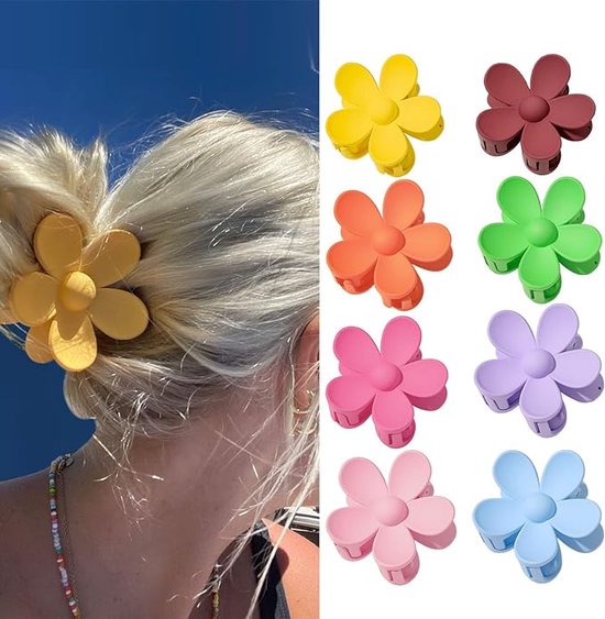 8 Stuks Haarklemmen Bloem Hair Claw Clips Acryl Matte Leuke 8-stuks-haarklemmen-bloem-hair-claw-clips-acryl-matte-leuke
