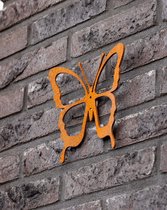 Cortenstaal vlinder - vlinder van metaal - cortenstaal - 16,5 cm hoog 18 cm breed - 3mm dik - Muur of schutting